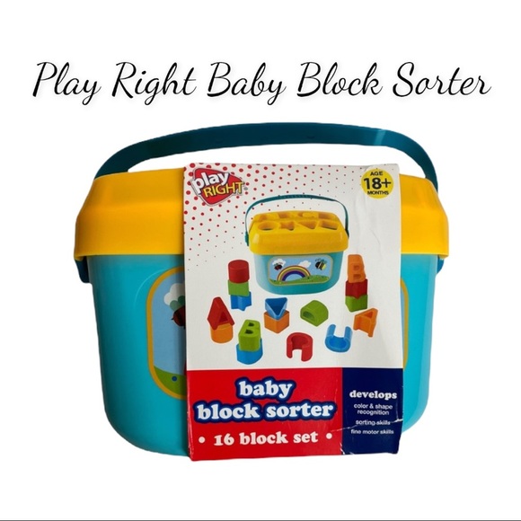 NIB Play Right Baby Block Sorter 16 Block Set - Picture 1 of 11